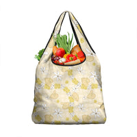 Hawaii Anthurium Tiare Pikake Lei Grocery Bag Melemele Lauhala Art Pattern