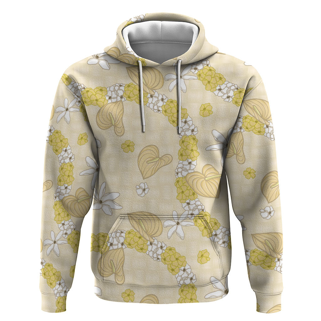 Hawaii Anthurium Tiare Pikake Lei Hoodie Melemele Lauhala Art Pattern