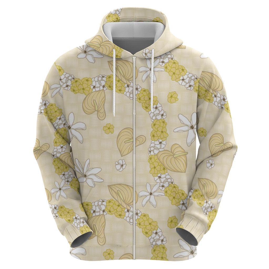 Hawaii Anthurium Tiare Pikake Lei Hoodie Melemele Lauhala Art Pattern