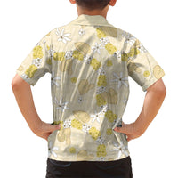 Hawaii Anthurium Tiare Pikake Lei Kid Hawaiian Shirt Melemele Lauhala Art Pattern