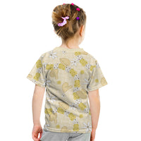 Hawaii Anthurium Tiare Pikake Lei Kid T Shirt Melemele Lauhala Art Pattern