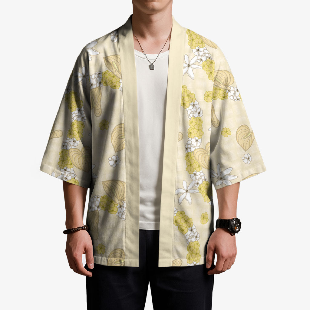 Hawaii Anthurium Tiare Pikake Lei Kimono Melemele Lauhala Art Pattern