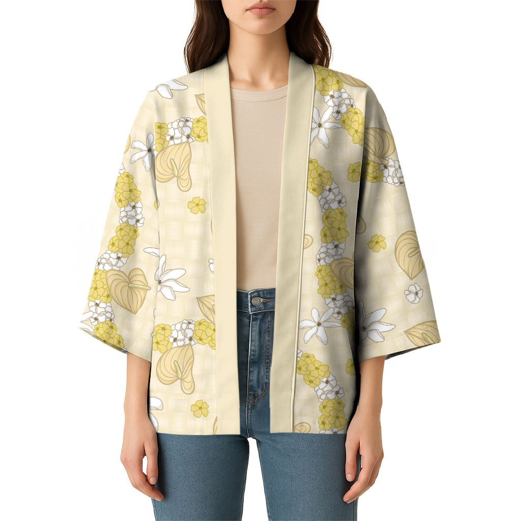 Hawaii Anthurium Tiare Pikake Lei Kimono Melemele Lauhala Art Pattern