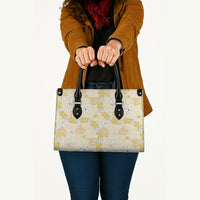 Hawaii Anthurium Tiare Pikake Lei Leather Bag Melemele Lauhala Art Pattern