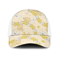 Hawaii Anthurium Tiare Pikake Lei Mesh Trucker Cap Melemele Lauhala Art Pattern