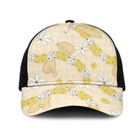 Hawaii Anthurium Tiare Pikake Lei Mesh Trucker Cap Melemele Lauhala Art Pattern