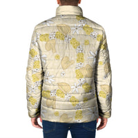 Hawaii Anthurium Tiare Pikake Lei Padded Jacket Melemele Lauhala Art Pattern