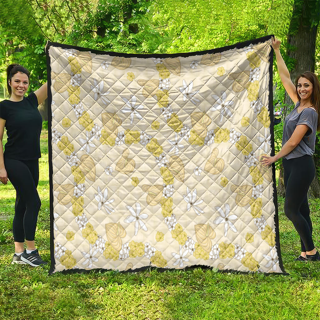 Hawaii Anthurium Tiare Pikake Lei Quilt Melemele Lauhala Art Pattern