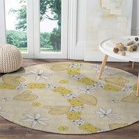 Hawaii Anthurium Tiare Pikake Lei Round Carpet Melemele Lauhala Art Pattern