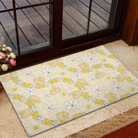 Hawaii Anthurium Tiare Pikake Lei Rubber Doormat Melemele Lauhala Art Pattern