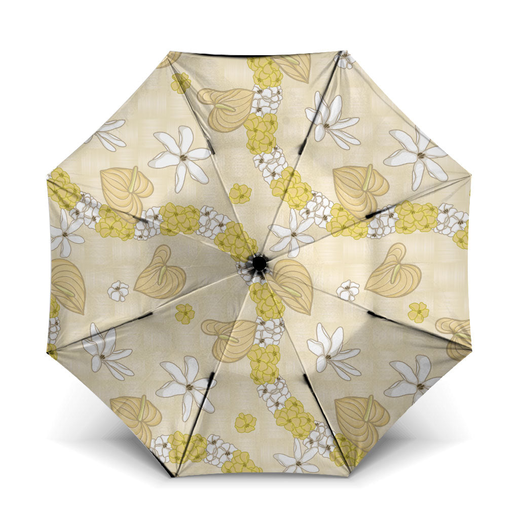 Hawaii Anthurium Tiare Pikake Lei Umbrella Melemele Lauhala Art Pattern
