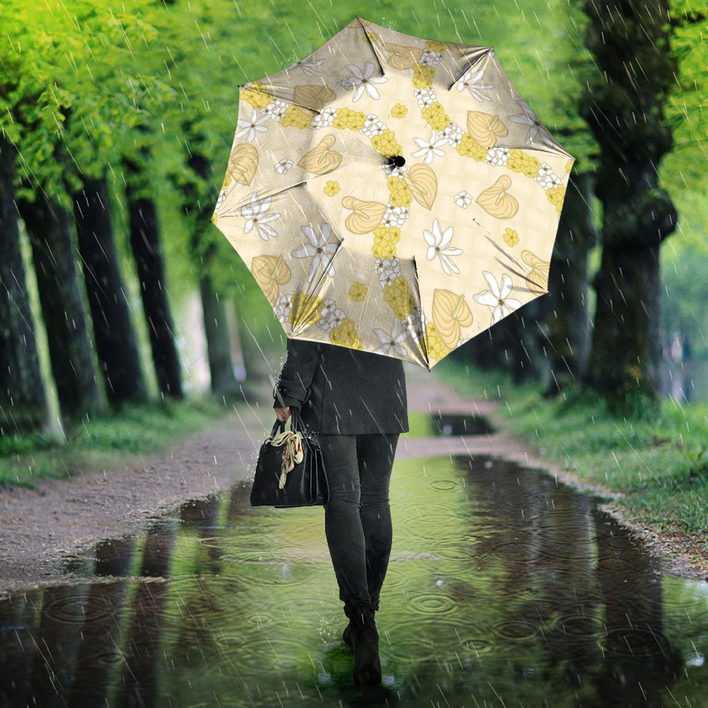 Hawaii Anthurium Tiare Pikake Lei Umbrella Melemele Lauhala Art Pattern