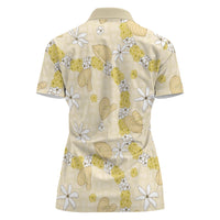 Hawaii Anthurium Tiare Pikake Lei Women Polo Shirt Melemele Lauhala Art Pattern