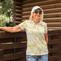 Hawaii Anthurium Tiare Pikake Lei Women Polo Shirt Melemele Lauhala Art Pattern