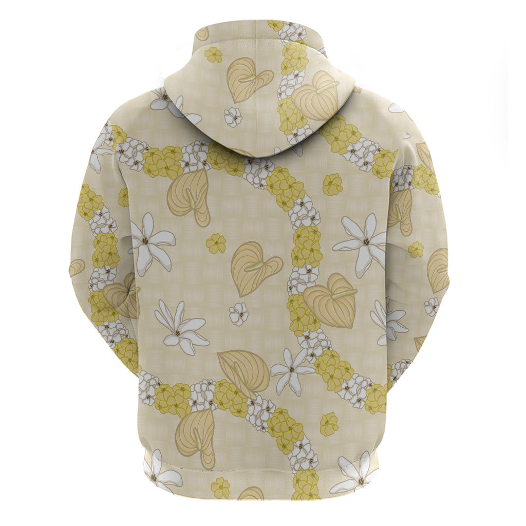 Hawaii Anthurium Tiare Pikake Lei Zip Hoodie Melemele Lauhala Art Pattern
