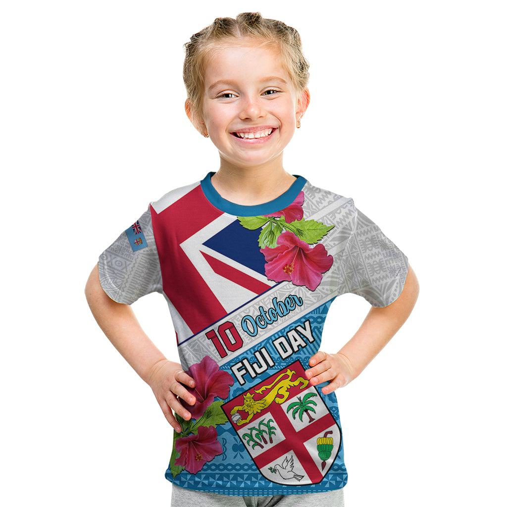 Fiji Day Kid T Shirt Fijian Hibiscus Special Version LT01 White - Polynesian Pride