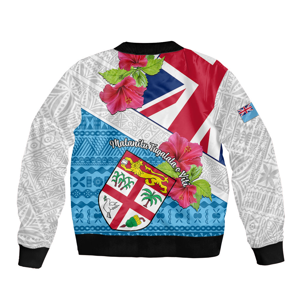 Fiji Day Sleeve Zip Bomber Jacket Fijian Hibiscus Special Version LT01 - Polynesian Pride