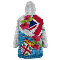 Fiji Day Wearable Blanket Hoodie Fijian Hibiscus Special Version LT01 - Polynesian Pride