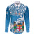 Fiji Family Matching Mermaid Dress and Hawaiian Shirt Bula Fijian Tapa Pattern LT01 Dad's Shirt - Long Sleeve Blue - Polynesian Pride