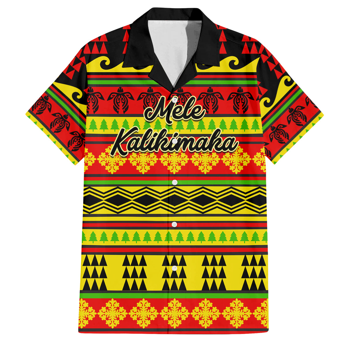 Custom Hawaii Christmas Family Matching Off Shoulder Long Sleeve Dress and Hawaiian Shirt Hawaiian Quilt Pattern Reggae Version LT01 Dad's Shirt - Short Sleeve Art - Polynesian Pride