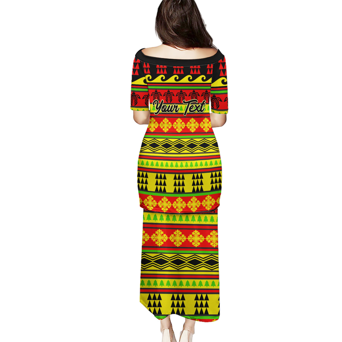 Custom Hawaii Christmas Puletasi Hawaiian Quilt Pattern Reggae Version LT01 - Polynesian Pride