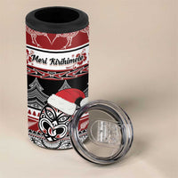 Custom New Zealand Christmas 4 in 1 Can Cooler Tumbler Maori Meri Kirihimete Moko LT01 - Polynesian Pride