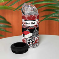Custom New Zealand Christmas 4 in 1 Can Cooler Tumbler Maori Meri Kirihimete Moko LT01 - Polynesian Pride
