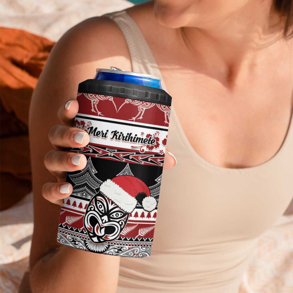Custom New Zealand Christmas 4 in 1 Can Cooler Tumbler Maori Meri Kirihimete Moko LT01 - Polynesian Pride