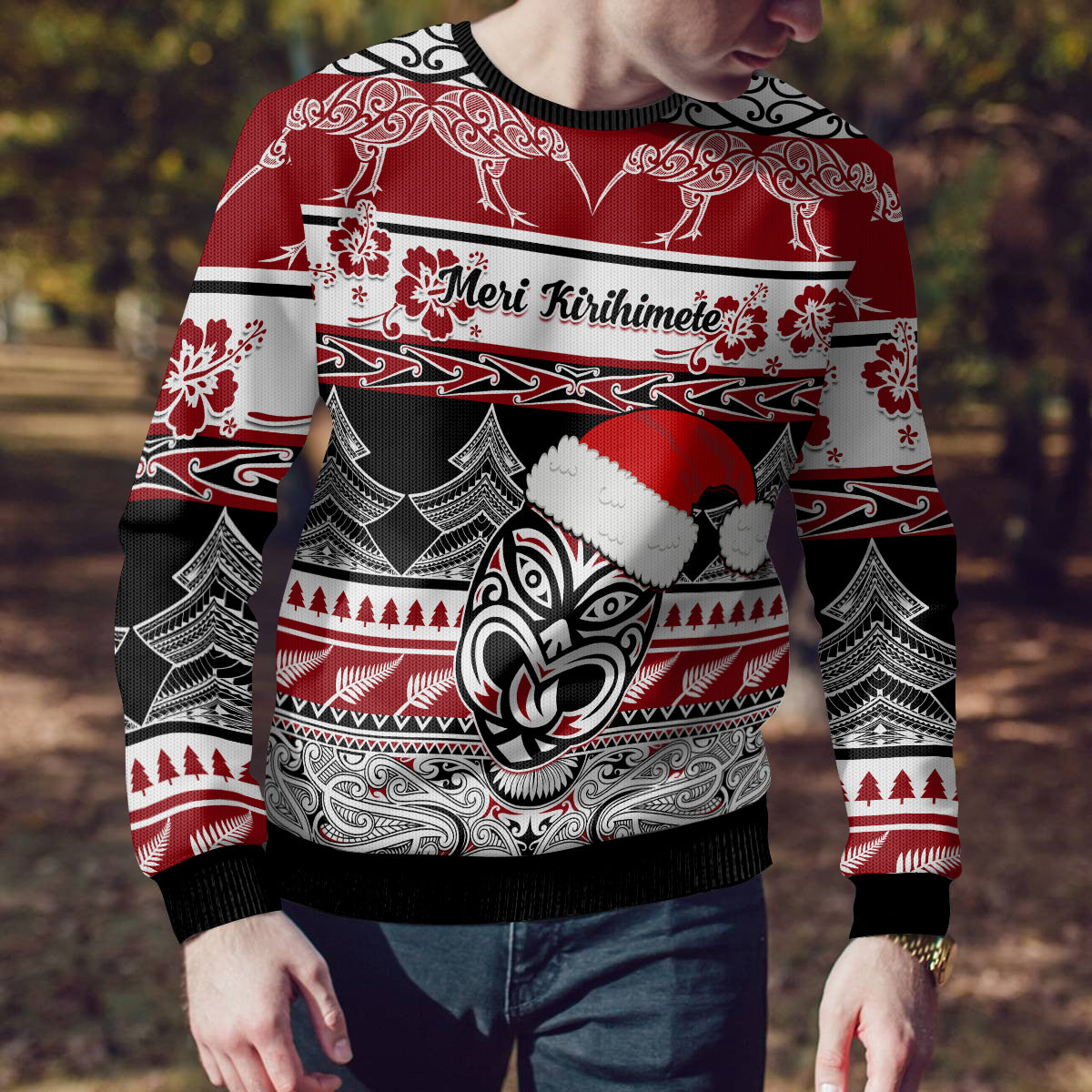 Personalised New Zealand Christmas Ugly Christmas Sweater Maori Meri Kirihimete Moko LT01 - Polynesian Pride