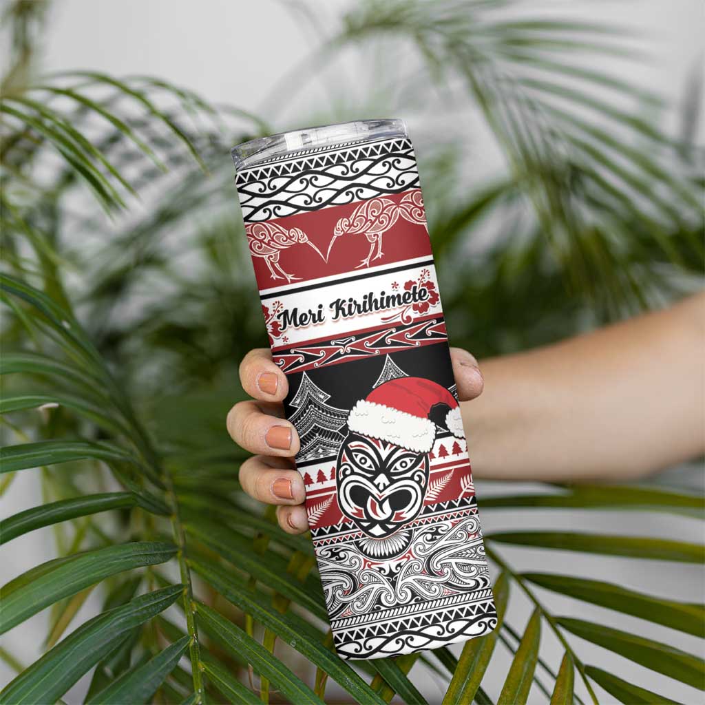 Custom New Zealand Christmas Skinny Tumbler Maori Meri Kirihimete Moko LT01 - Polynesian Pride