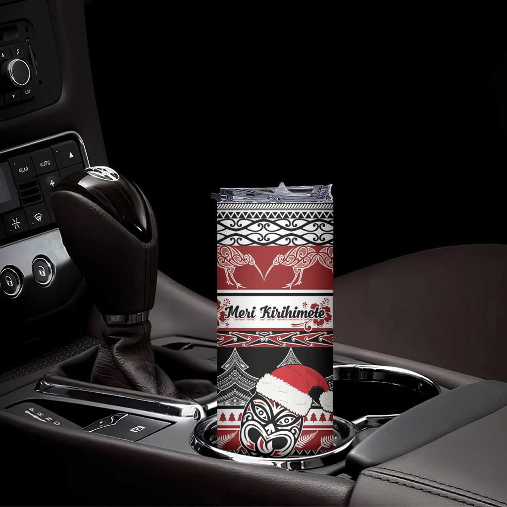 Custom New Zealand Christmas Skinny Tumbler Maori Meri Kirihimete Moko LT01 - Polynesian Pride