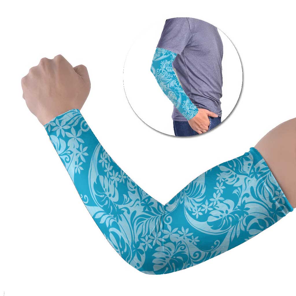 Tahiti Ninamu Tiare Floral Arm Sleeves Monstera Palm Tropical Leaves - Polynesian Pride