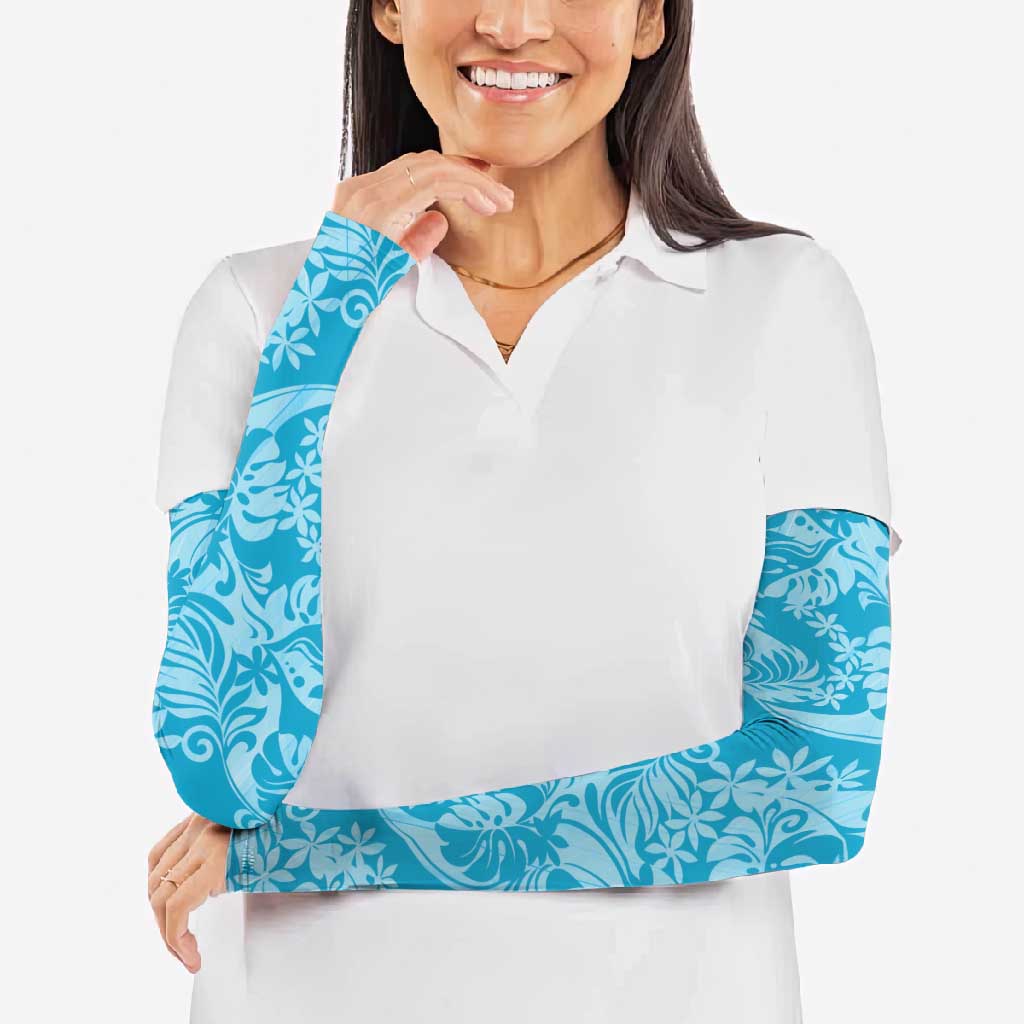 Tahiti Ninamu Tiare Floral Arm Sleeves Monstera Palm Tropical Leaves - Polynesian Pride
