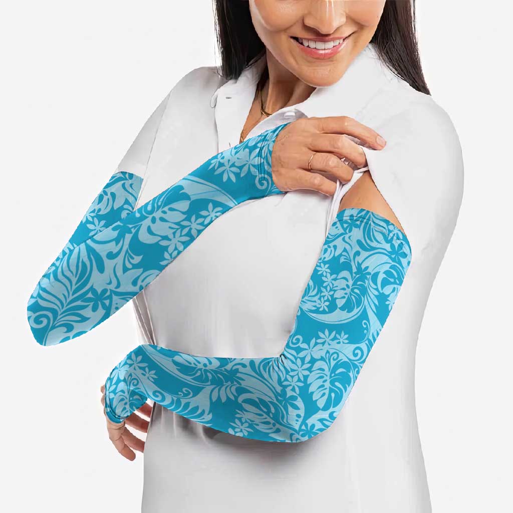 Tahiti Ninamu Tiare Floral Arm Sleeves Monstera Palm Tropical Leaves - Polynesian Pride