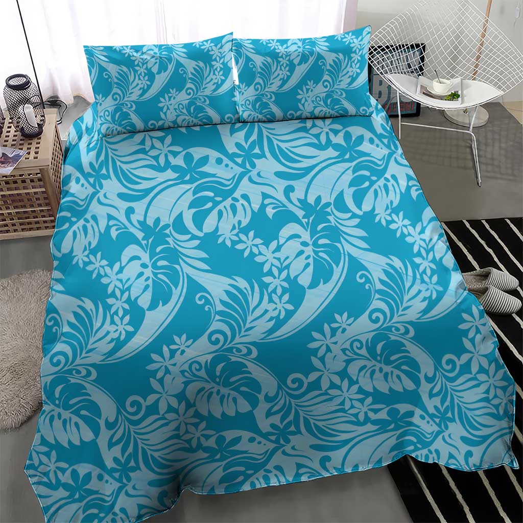 Tahiti Ninamu Tiare Floral Bedding Set Monstera Palm Tropical Leaves - Polynesian Pride