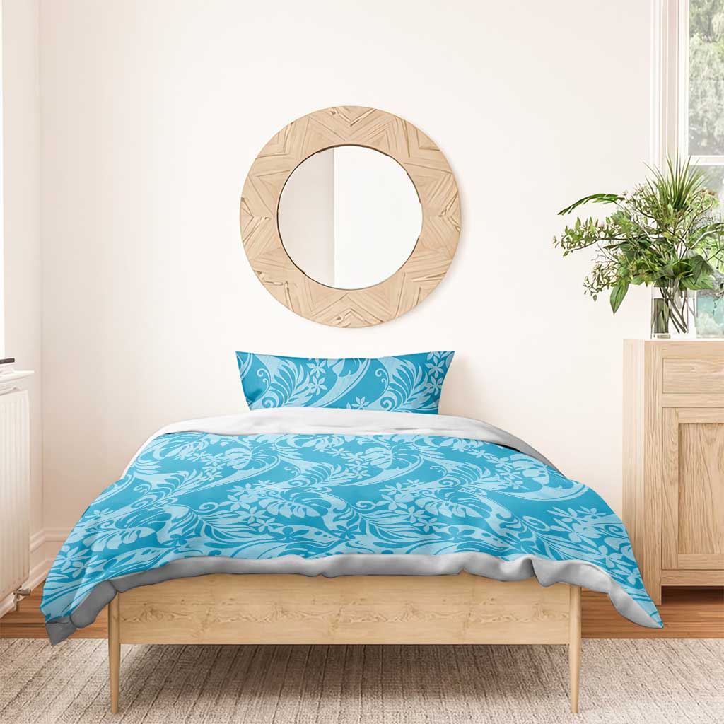 Tahiti Ninamu Tiare Floral Bedding Set Monstera Palm Tropical Leaves - Polynesian Pride