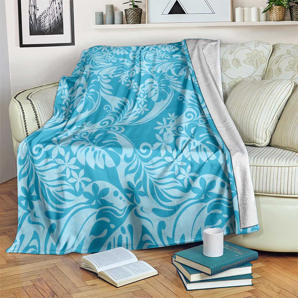 Tahiti Ninamu Tiare Floral Blanket Monstera Palm Tropical Leaves - Polynesian Pride