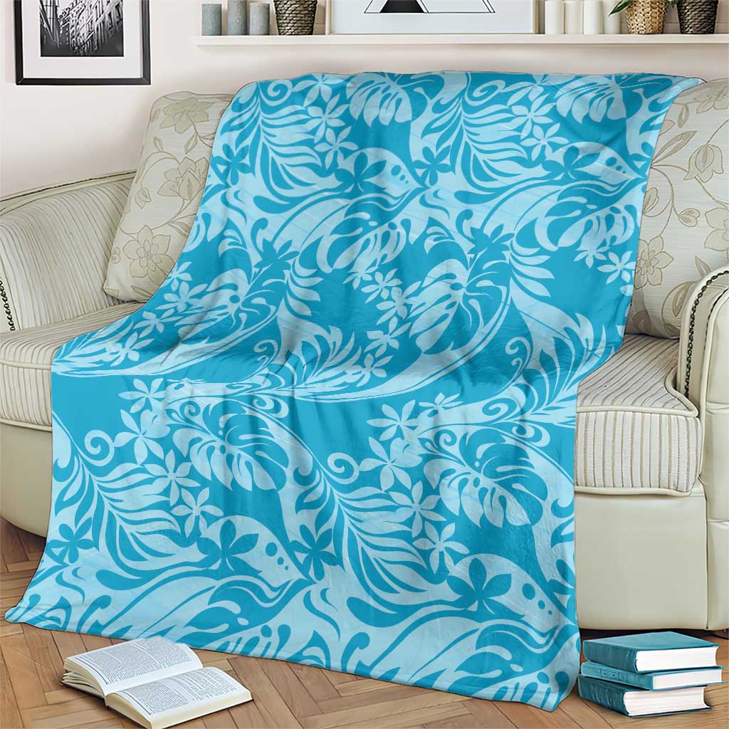 Tahiti Ninamu Tiare Floral Blanket Monstera Palm Tropical Leaves - Polynesian Pride