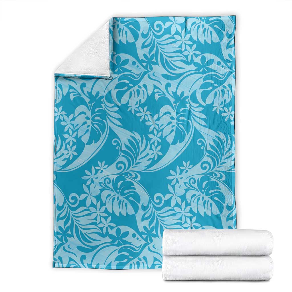 Tahiti Ninamu Tiare Floral Blanket Monstera Palm Tropical Leaves - Polynesian Pride