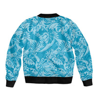 Tahiti Ninamu Tiare Floral Bomber Jacket Monstera Palm Tropical Leaves - Polynesian Pride
