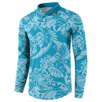 Tahiti Ninamu Tiare Floral Button Sweatshirt Monstera Palm Tropical Leaves - Polynesian Pride