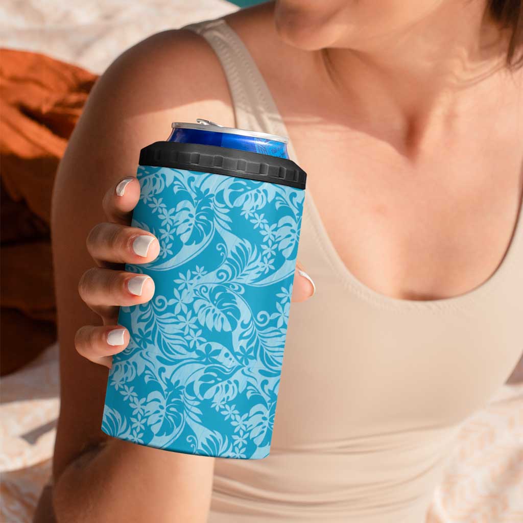 Tahiti Ninamu Tiare Floral 4 in 1 Can Cooler Tumbler Monstera Palm Tropical Leaves - Polynesian Pride
