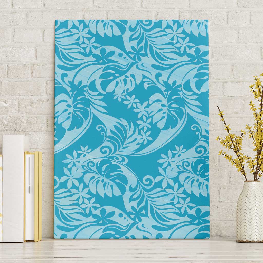 Tahiti Ninamu Tiare Floral Canvas Wall Art Monstera Palm Tropical Leaves - Polynesian Pride