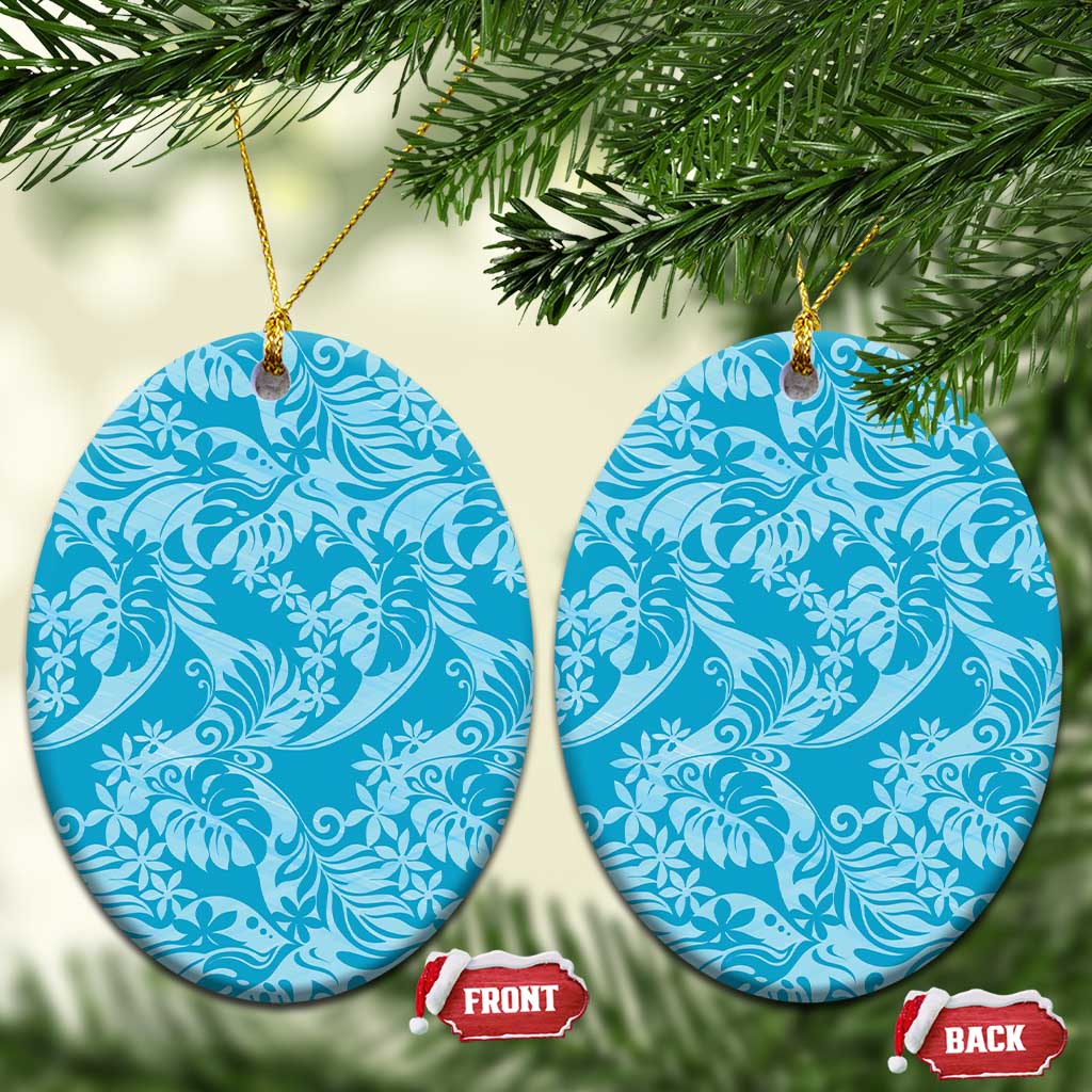 Tahiti Ninamu Tiare Floral Ceramic Ornament Monstera Palm Tropical Leaves - Polynesian Pride