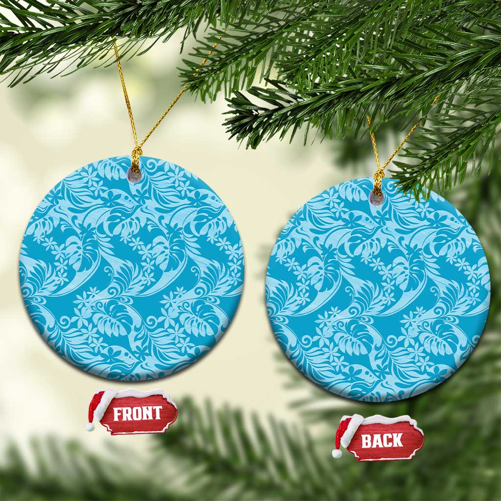 Tahiti Ninamu Tiare Floral Ceramic Ornament Monstera Palm Tropical Leaves - Polynesian Pride