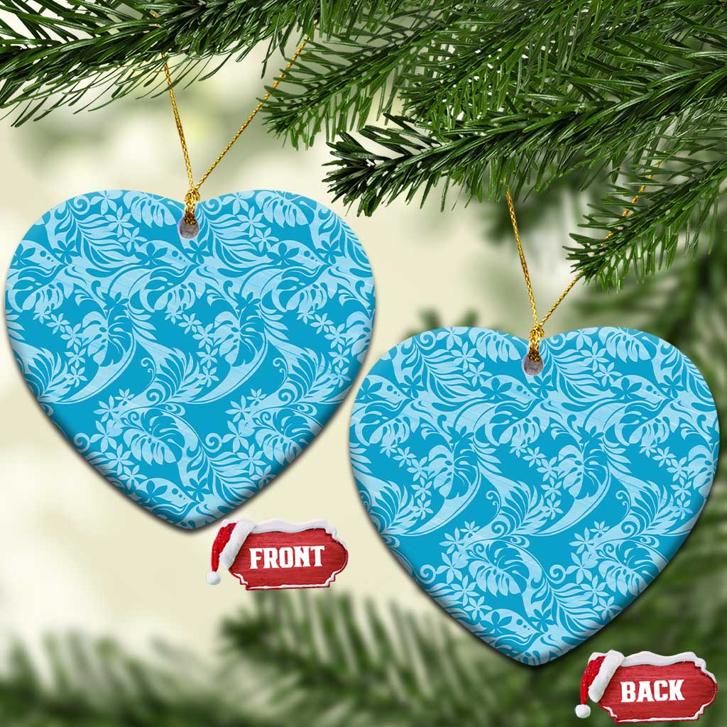 Tahiti Ninamu Tiare Floral Ceramic Ornament Monstera Palm Tropical Leaves - Polynesian Pride