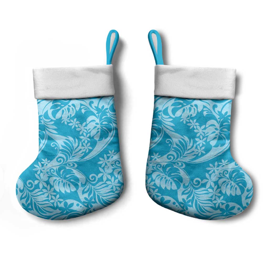 Tahiti Ninamu Tiare Floral Christmas Stocking Monstera Palm Tropical Leaves - Polynesian Pride