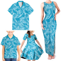 Tahiti Ninamu Tiare Floral Family Matching Tank Maxi Dress and Hawaiian Shirt Monstera Palm Tropical Leaves LT01 - Polynesian Pride