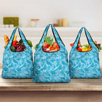 Tahiti Ninamu Tiare Floral Grocery Bag Monstera Palm Tropical Leaves - Polynesian Pride