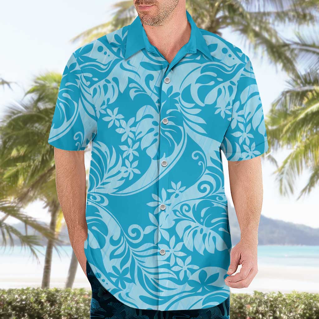 Tahiti Ninamu Tiare Floral Hawaiian Shirt Monstera Palm Tropical Leaves - Polynesian Pride